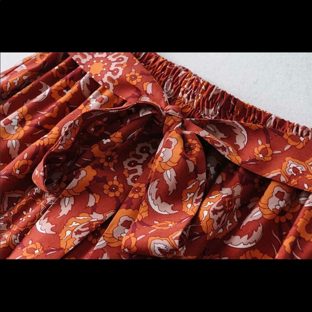 Paisley Floral Boho Gypsy Print Wide Leg Pants - Picture 6 of 6